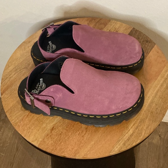 Dr. Martens Zeb Zag Chunky Sole Suede Mule Clogs in Muted Purple - Picture 2 of 12
